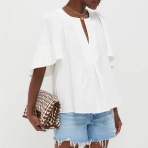 Pomander Place Finley Flutter Sleeve White Blouse - XS